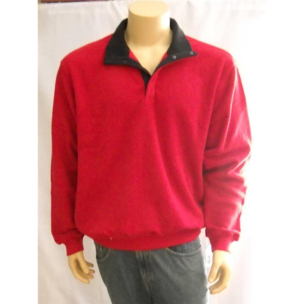 ANTIGUA Sweatshirt Jacket Mens M Golf 1/4 Snap RED FRENCH TERRY Pullover $70